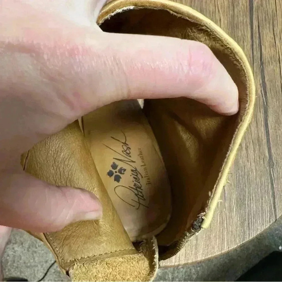 Patricia Nash Rosetta Peep-Toe Ankle Boots Italian Leather Tan Brown Size 10 - Picture 15 of 16